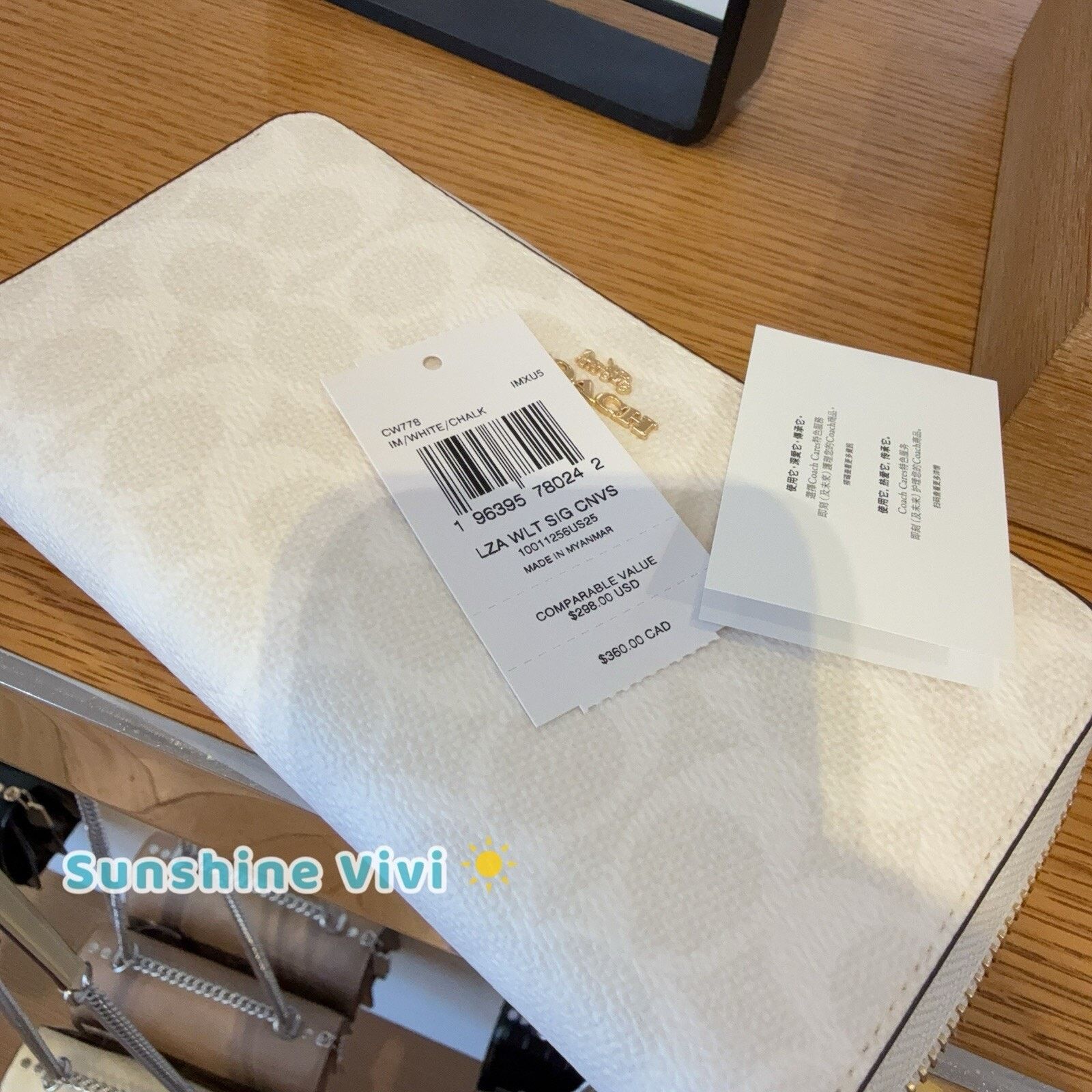 Coach NWT COACH CW778 Long Zip Around Wallet Canvas White/Chalk Size ONE SIZE - 3 Thumbnail