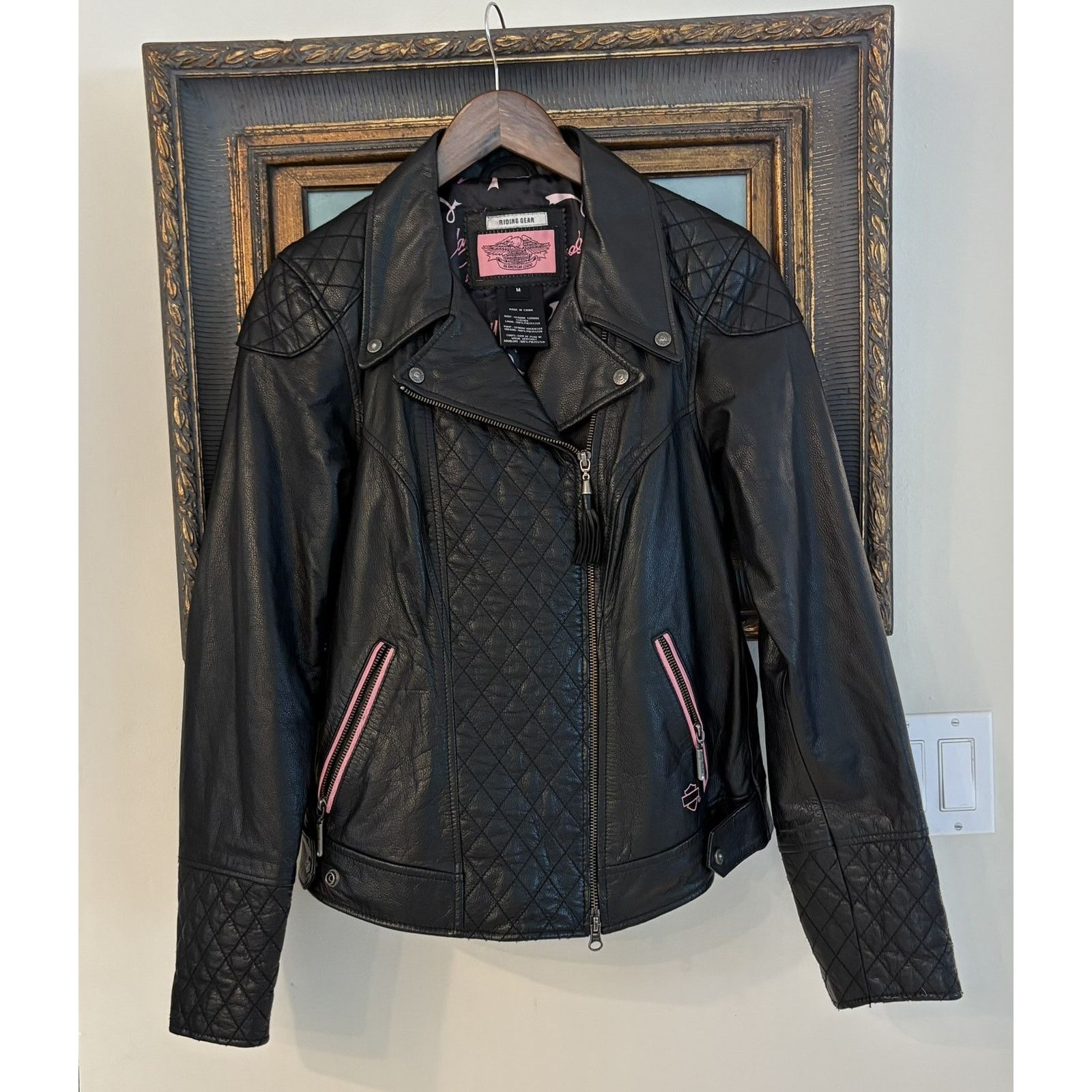 Harley Davidson Harley Davidson Pink Label Swarovski Leather Biker Jacket Size M / US 6-8 / IT 42-44 - 2 Thumbnail