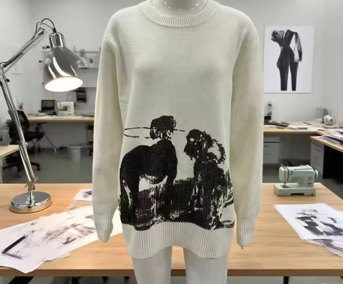 Other Gothic Y2K Anime Dog Friend Jacquard Pullover Knit Sweater Size L / US 10 / IT 46 - 3 Thumbnail