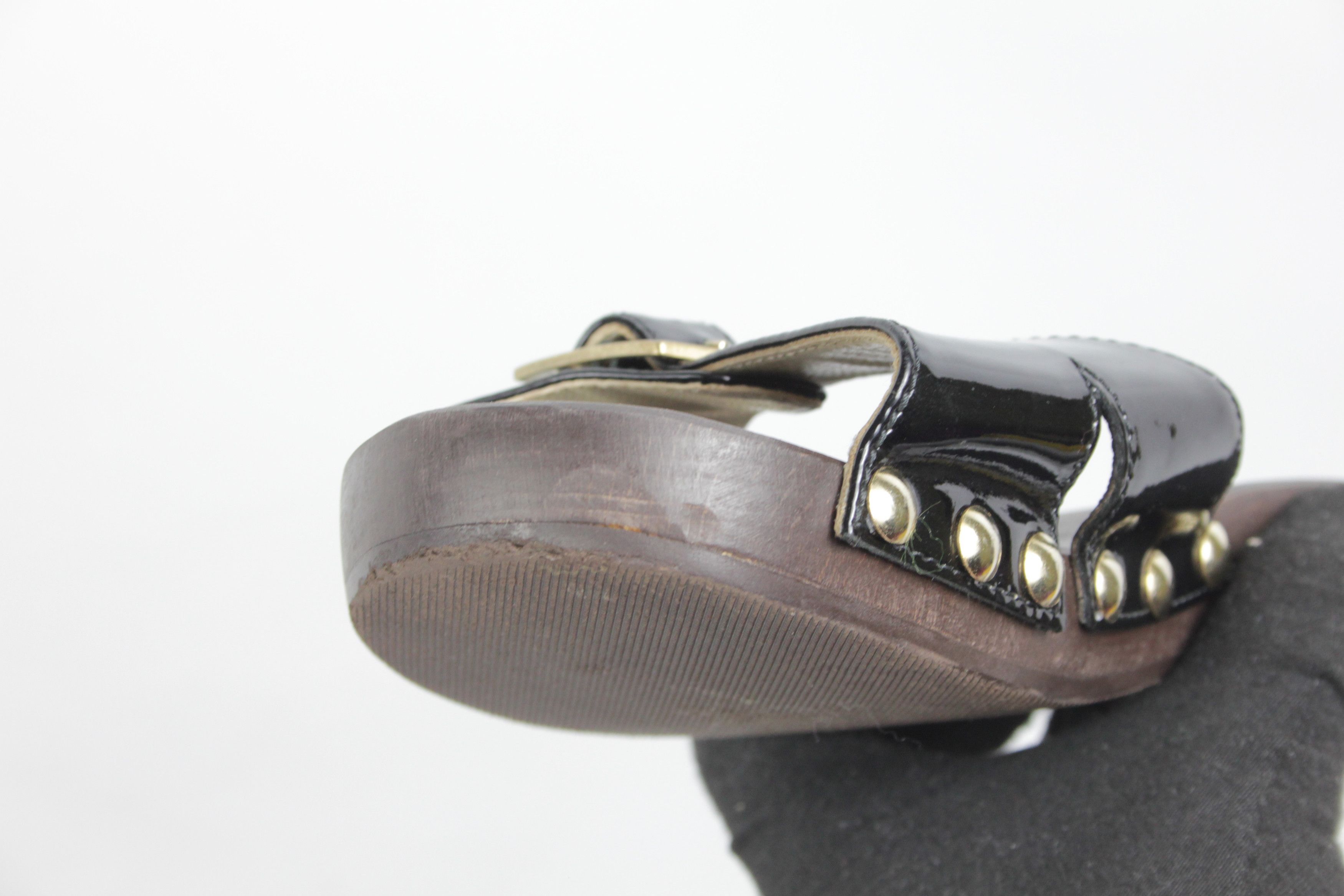Jimmy Choo Wood Sabo Mules Y2K Studded Sandals Size US 8.5 / IT 38.5 - 7 Thumbnail