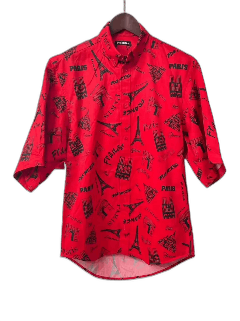 Balenciaga Red Eiffel Tower Shirt-yf