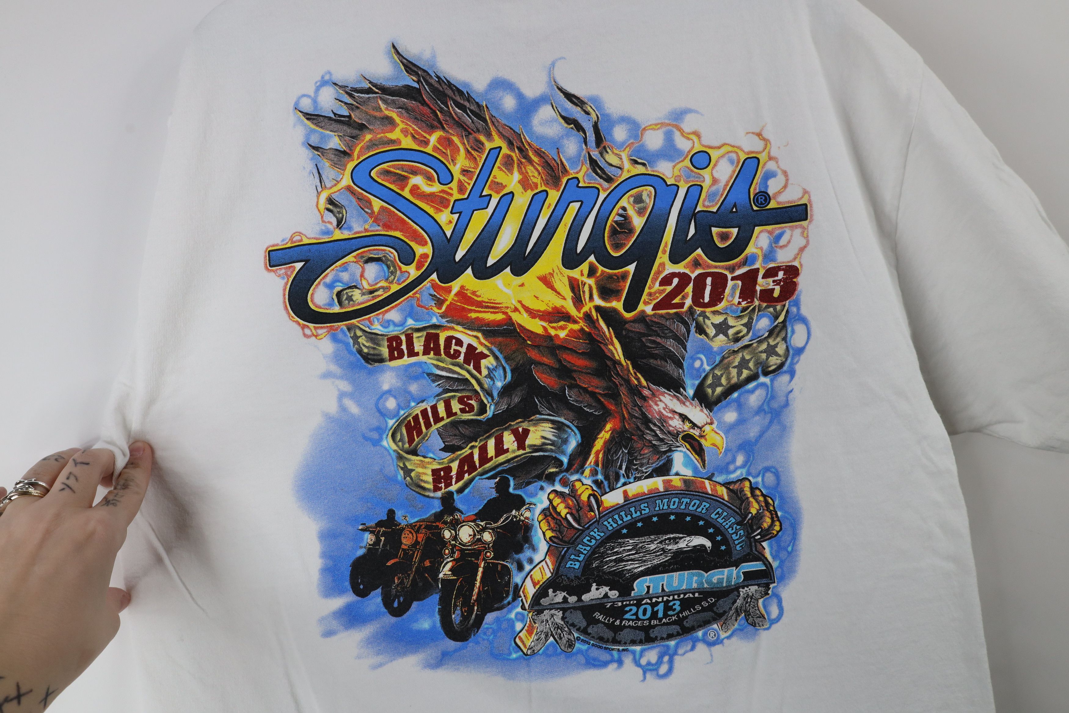 Vintage Vintage Y2K 2013 Black Hills Rally Eagle Fire Flames T-Shirt Size US L / EU 52-54 / 3 - 8 Thumbnail