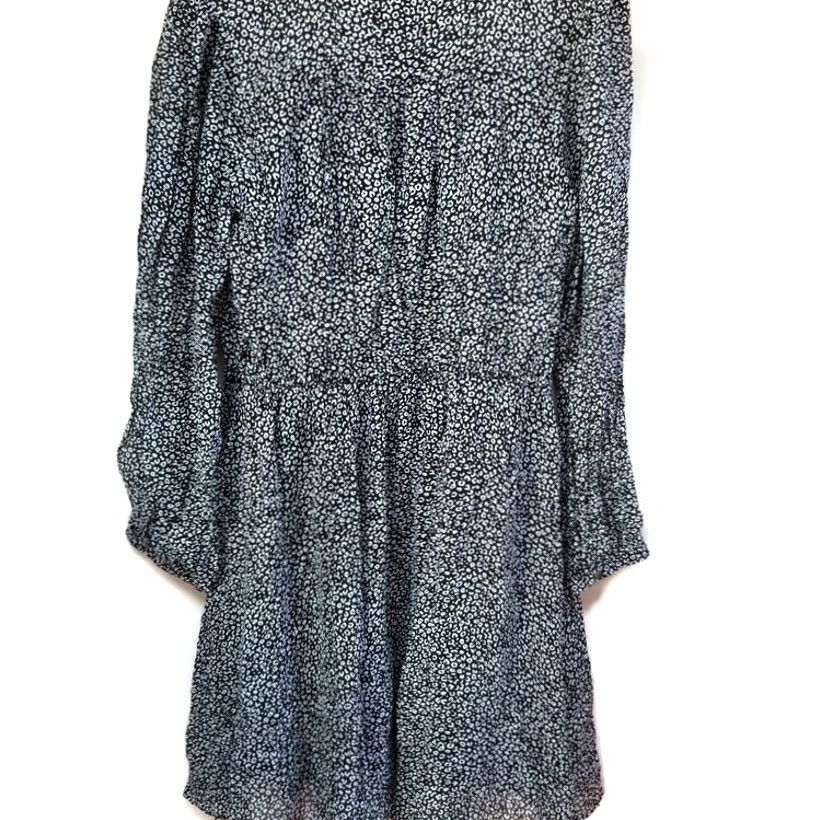 Anthropologie Maeve by Anthropologie Women's Mini Dress Cheetah Print Overlap Black White Small NWT Overlap V-Neck Long Sleeve 100% Viscose Size S / US 4 / IT 40 - 2 Thumbnail