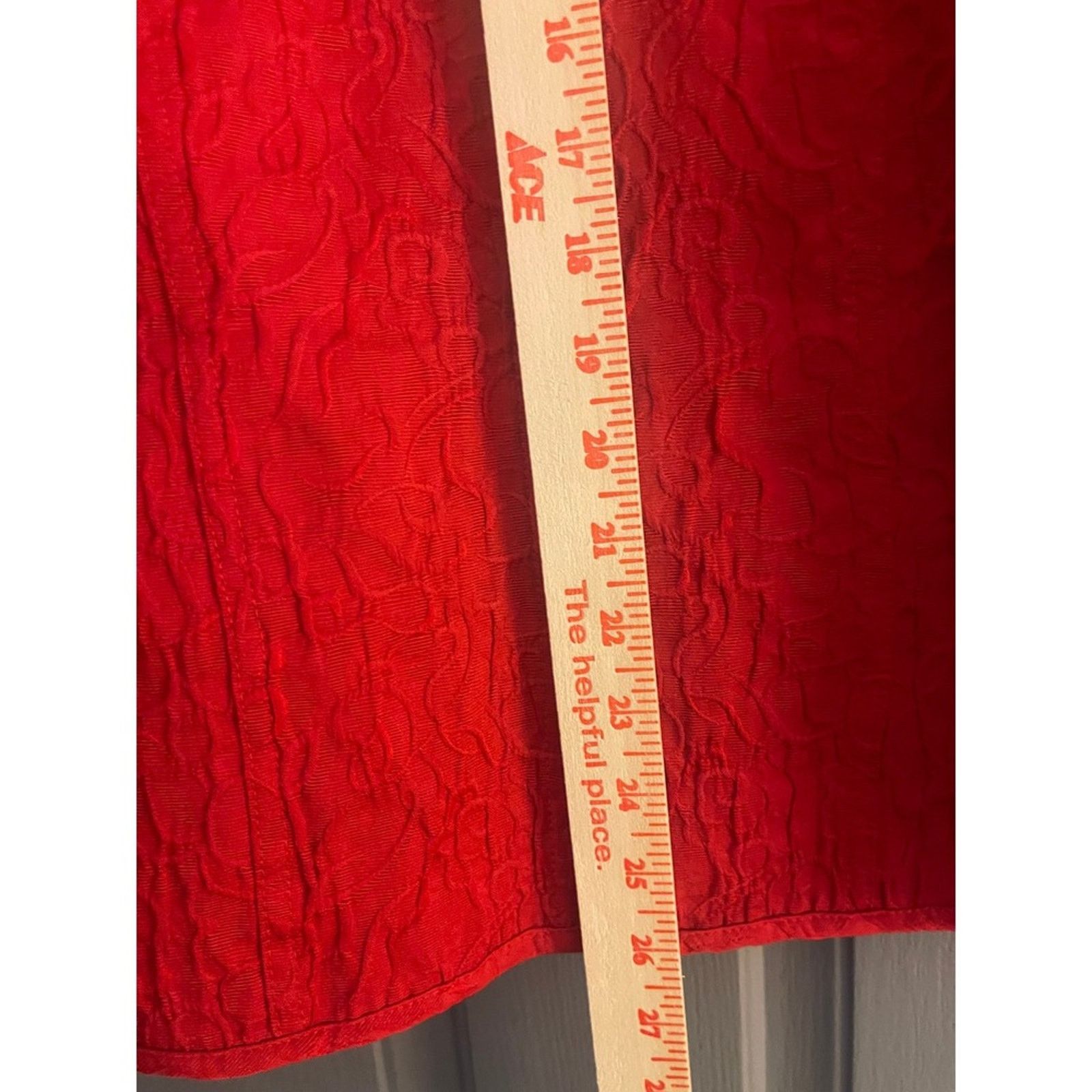 Chicos Chico's Red Textured Mandarin Jacket Sz 1 M Crinkle Cloque Size M / US 6-8 / IT 42-44 - 8 Thumbnail