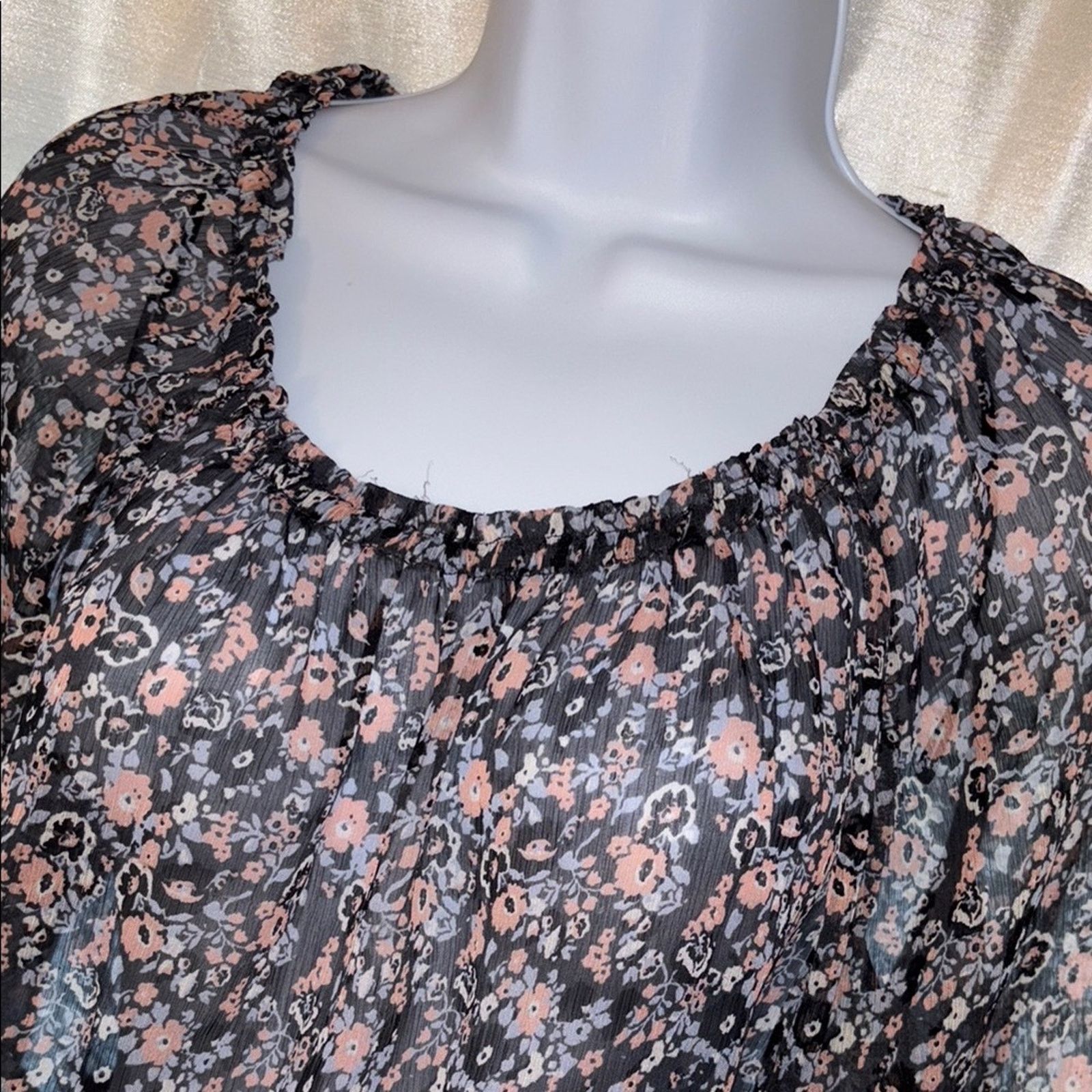 Divided Divided Floral Sheer Black and Pink Blouse - Size 6 Size M / US 6-8 / IT 42-44 - 2 Thumbnail
