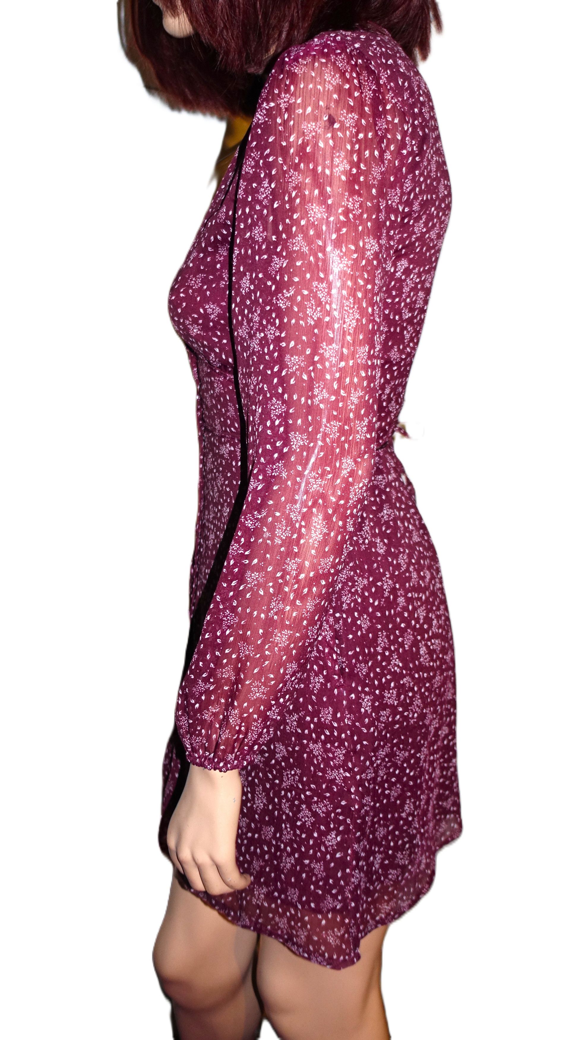 Abercrombie & Fitch Abercrombie & Fitch Burgundy Floral Boho Dress S/P Size S / US 4 / IT 40 - 4 Thumbnail