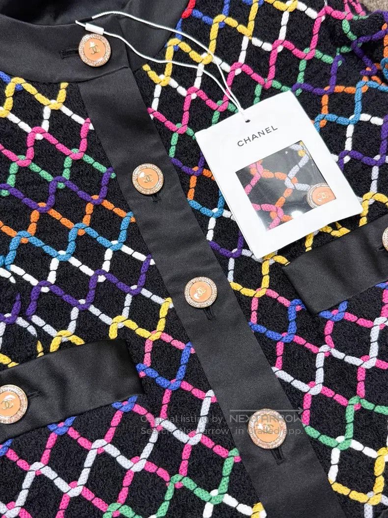 Chanel Chanel Colorful diamond plaid line embroidery woven long-s Size XXS / US 00 / IT 34 - 4 Thumbnail
