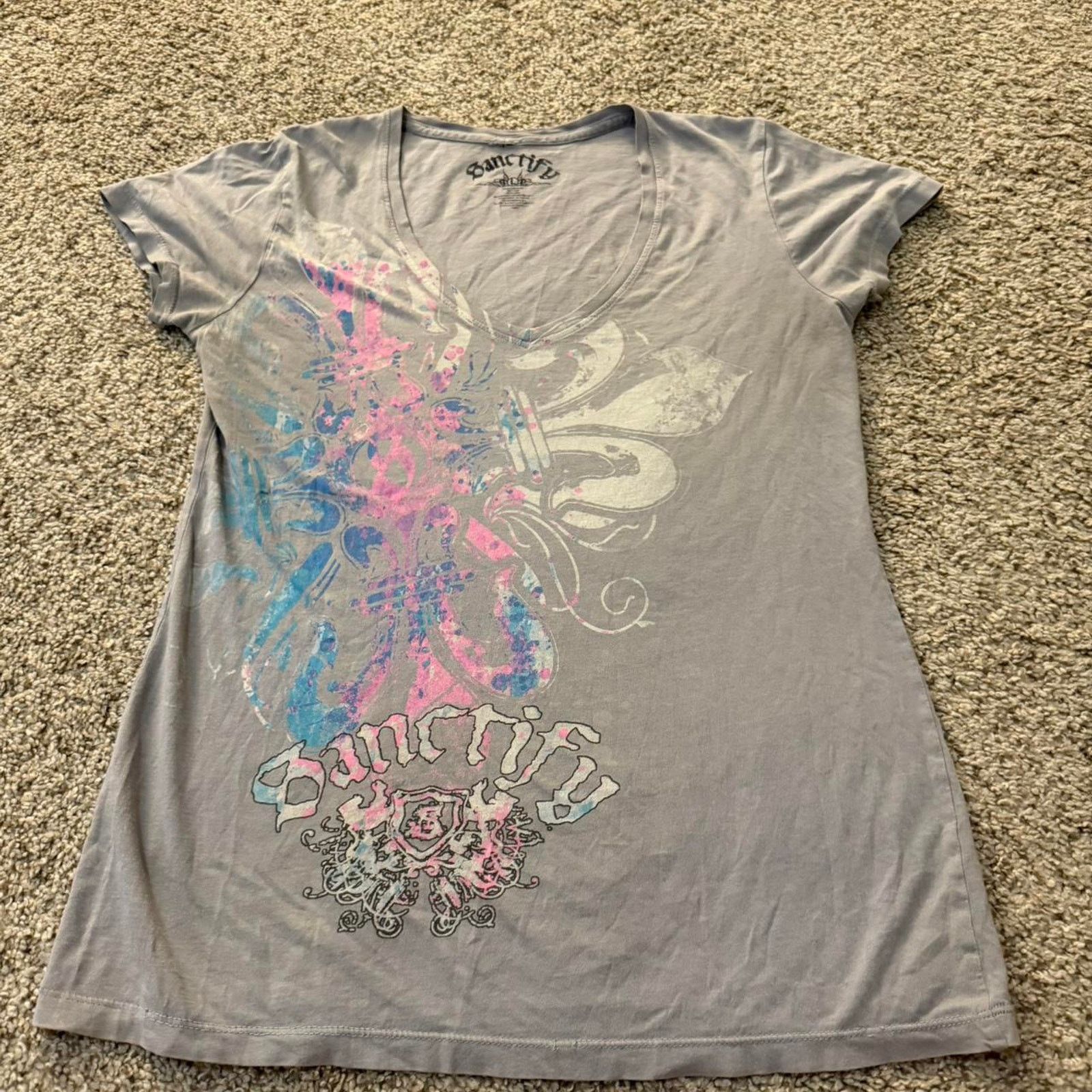 Sanctuary Sanctify T-Shirt Top Women's L 100% Cotton Short Sleeve Y2K Size L / US 10 / IT 46 - 6 Thumbnail