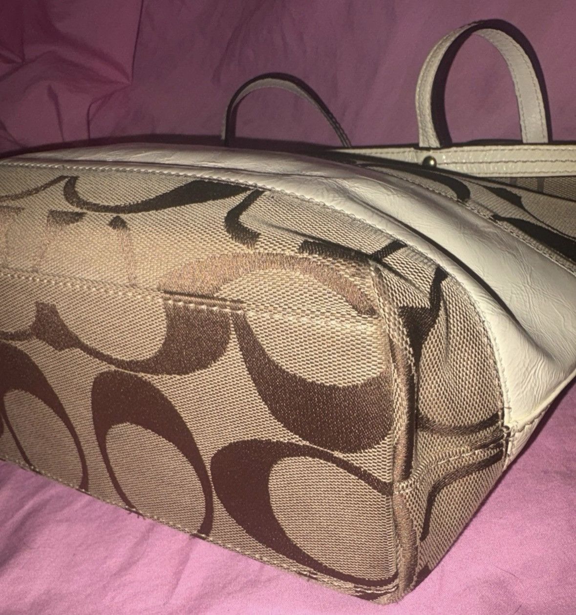 Coach Coach signature stripe White Patent Leather bag Size ONE SIZE - 4 Thumbnail
