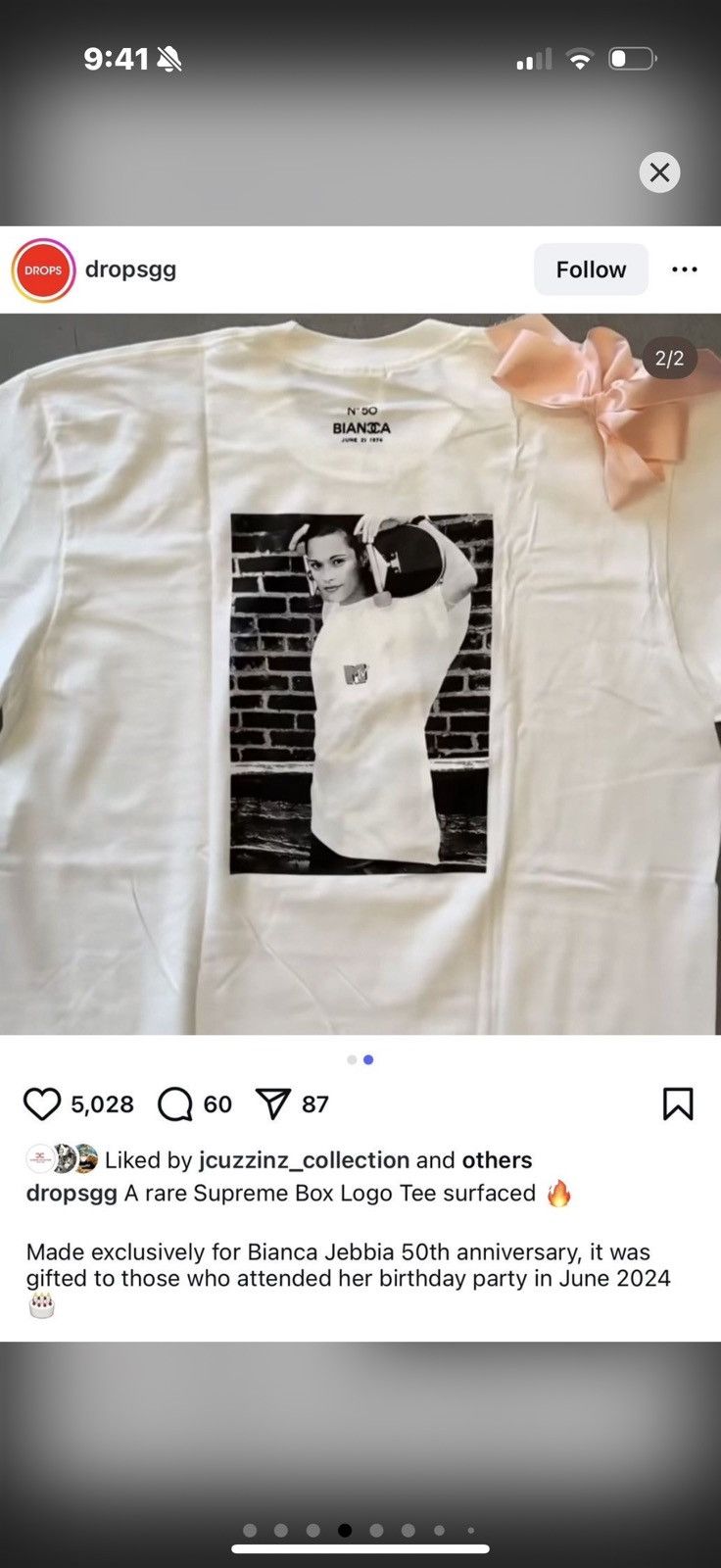 Supreme Supreme x Bianca Jebbia 50th Anniversary Box Logo Tee White Size US M / EU 48-50 / 2 - 3 Thumbnail