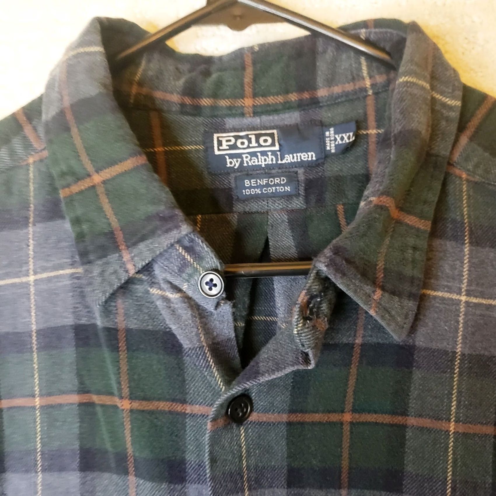 Polo Ralph Lauren POLO Ralph Lauren BENFORD Plaid Button Up Flannel Shirt XXL Gray Green 100% Cotton Mens Size US XXL / EU 58 / 5 - 6 Thumbnail