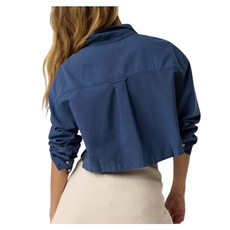 American Eagle Outfitters New Aerie Small Long Sleeve Cropped Collared Button Up Shirt Size S / US 4 / IT 40 - 4 Thumbnail
