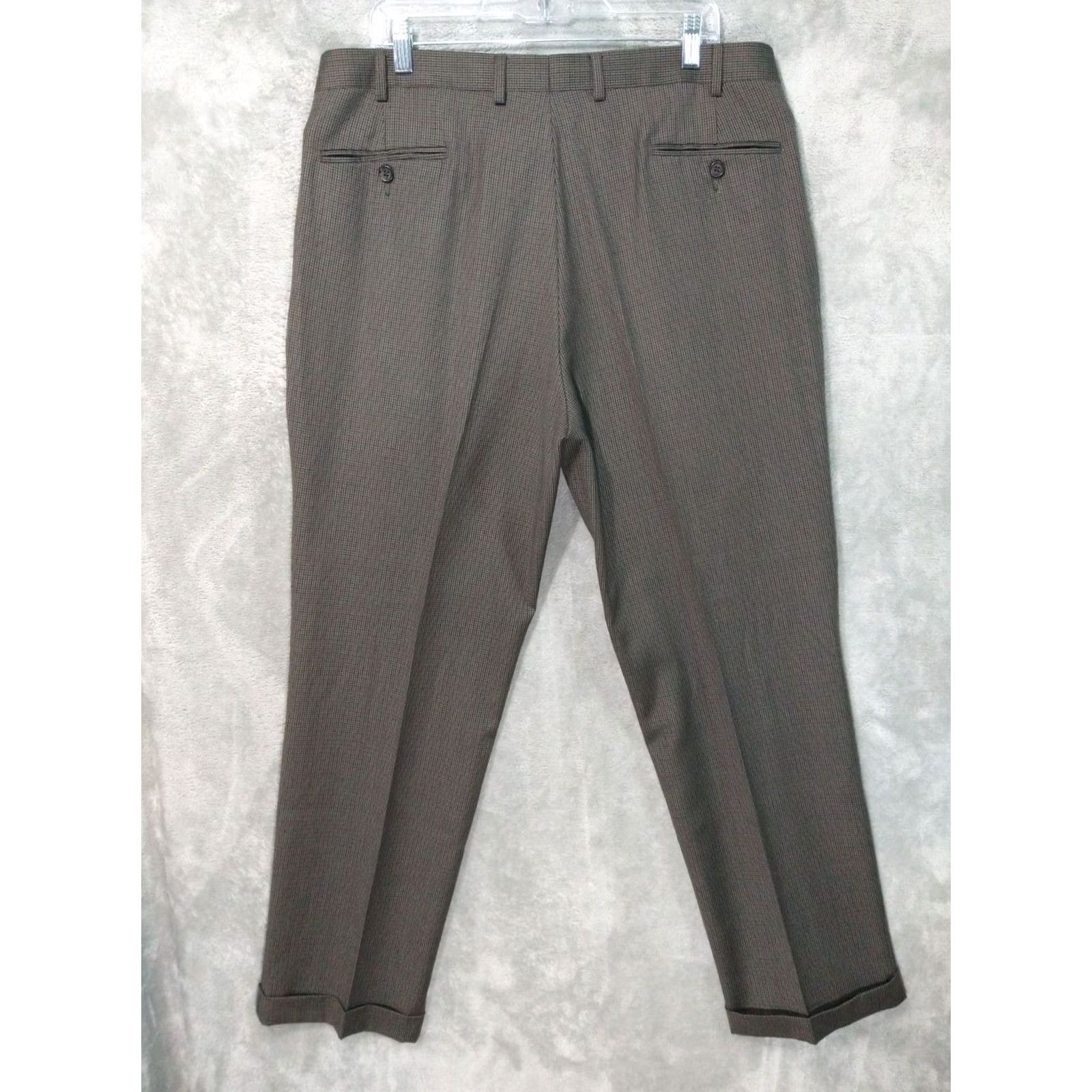 Ralph Lauren Ralph Lauren Dress Pants Mens 38x32 Brown Plaid Wool Straight Leg Pleated Size US 38 / EU 54 - 2 Thumbnail