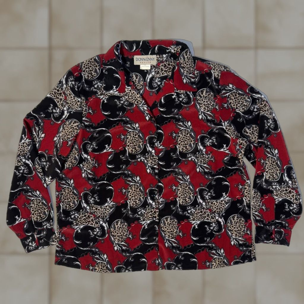 Vintage VINTAGE Donnkenny Button-Up Shirt Womens PXL Red Paisley Long Sleeve Size XL / US 12-14 / IT 48-50 - 1 Thumbnail