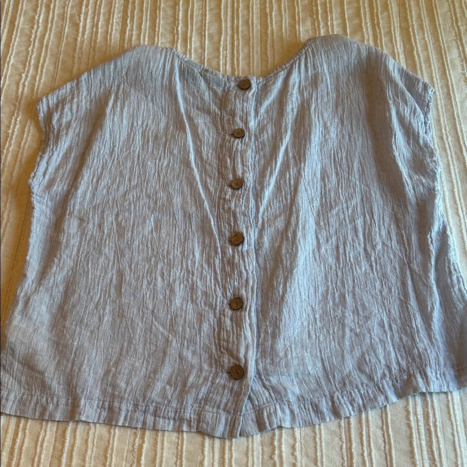 Elie Tahari Tahari Medium 100% Linen Medium Boxy Top EUC Coastal Size M / US 6-8 / IT 42-44 - 3 Thumbnail