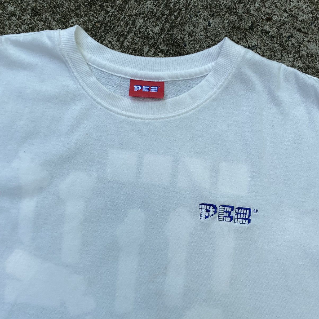 Designer × Vintage PES White Tee with Blue Logo Embroidery & Graphic Back Print Size US XXL / EU 58 / 5 - 16 Thumbnail