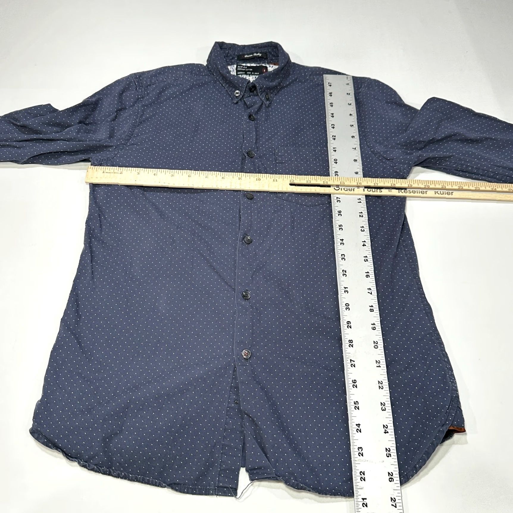 Vintage CACTUS Shirt Men S Blue 100% Cotton Polka Dot Slim Fit Casual Preppy Button-Up Long Sleeve Fashion Office Casual Mens Size US S / EU 44-46 / 1 - 4 Thumbnail