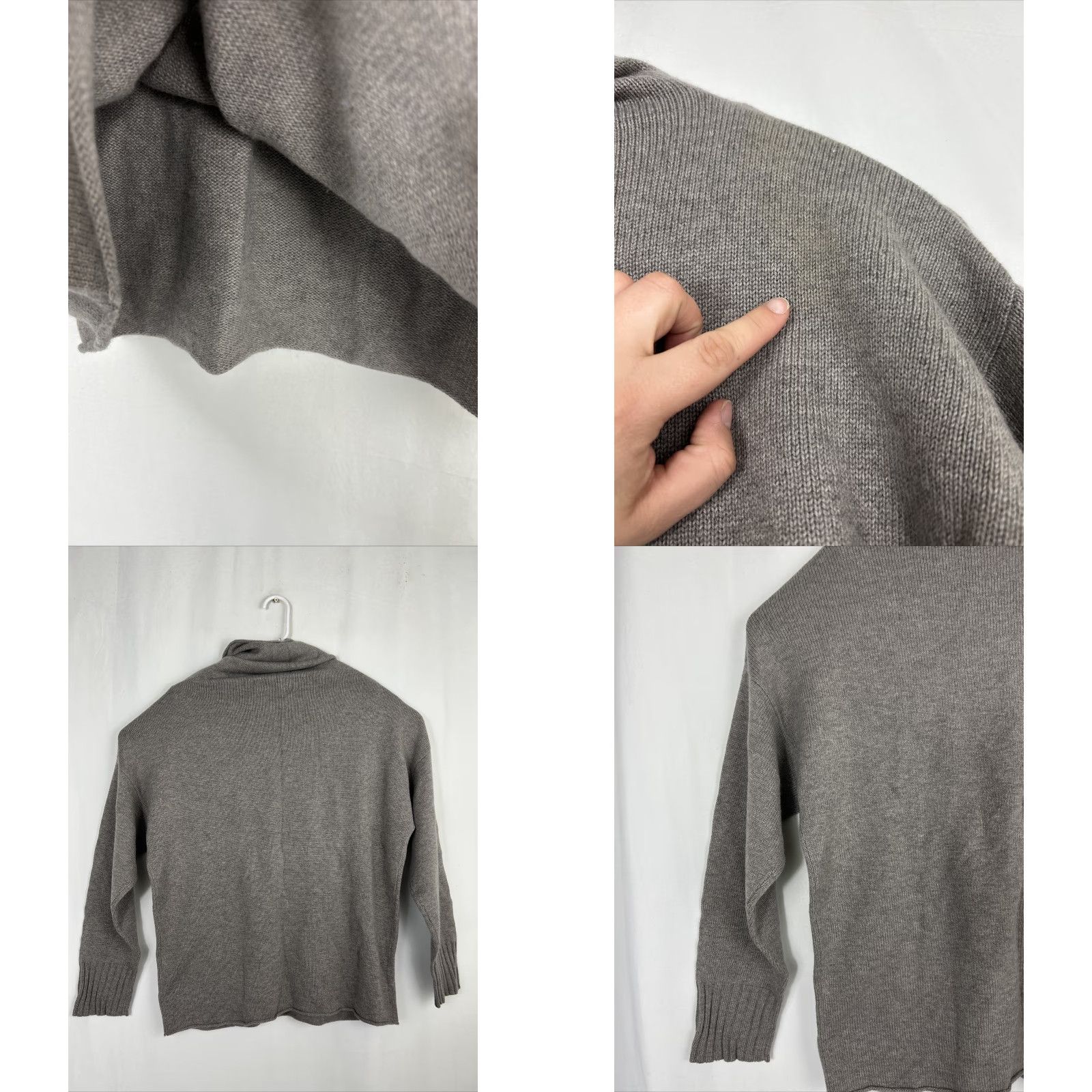 Vintage Madeleine Thompson Womens L Oversized Turtleneck Sweater Cashmere Wool Knit Gray Pullover Stop Size L / US 10 / IT 46 - 8 Thumbnail