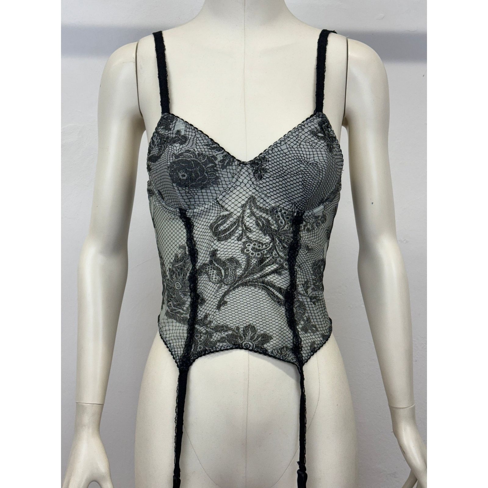 Roberto Cavalli A/W2003 Roberto Cavalli floral mesh corset bustier Size M / US 6-8 / IT 42-44 - 4 Thumbnail
