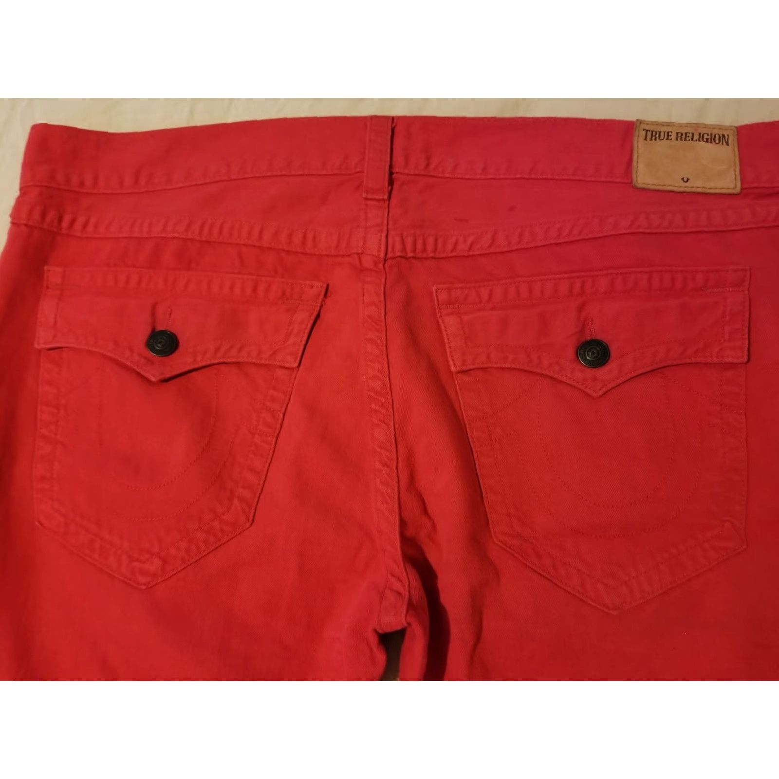 True Religion Mens True Religion Jeans 40x34 42x34 Red Relaxed Straight Denim Pants Size US 40 / EU 56 - 2 Thumbnail