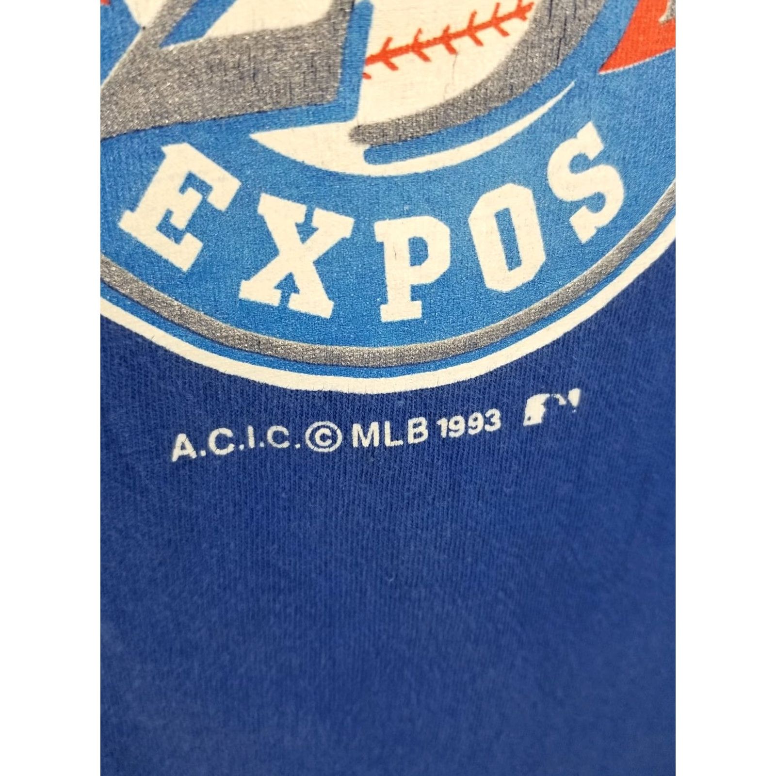 MLB VINTAGE Montreal Expos MLB Baseball T-Shirt SZ M Medium Blue Cotton Jersey Short Sleeve Round Neck Mens Boys Size US M / EU 48-50 / 2 - 2 Thumbnail