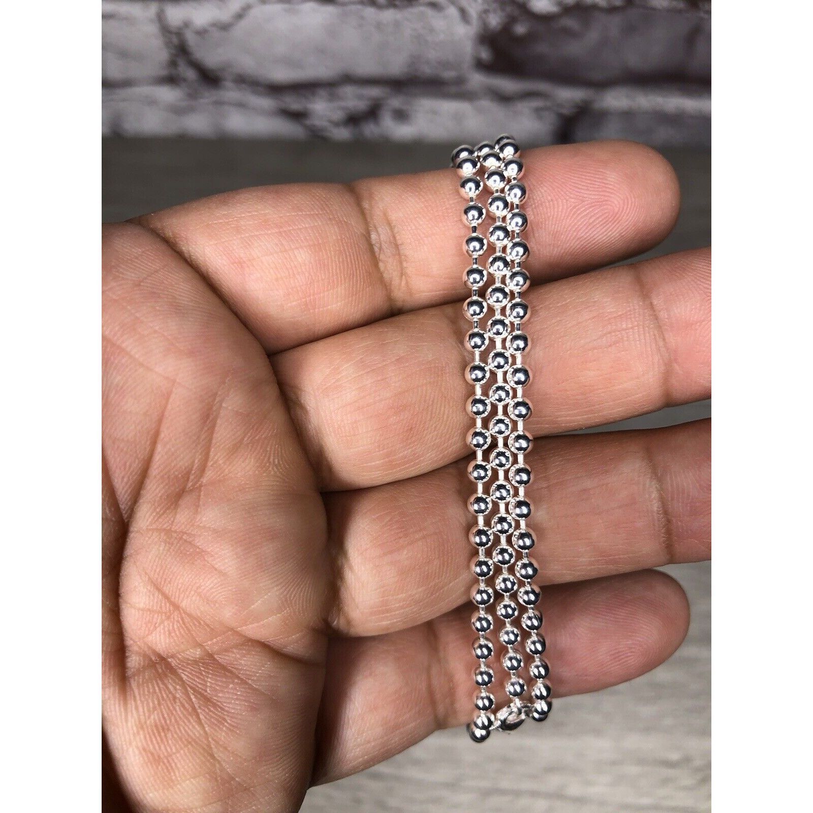 Other Solid Sterling Silver Bead Ball Chain Necklace 925 Italian M Size ONE SIZE - 9 Thumbnail