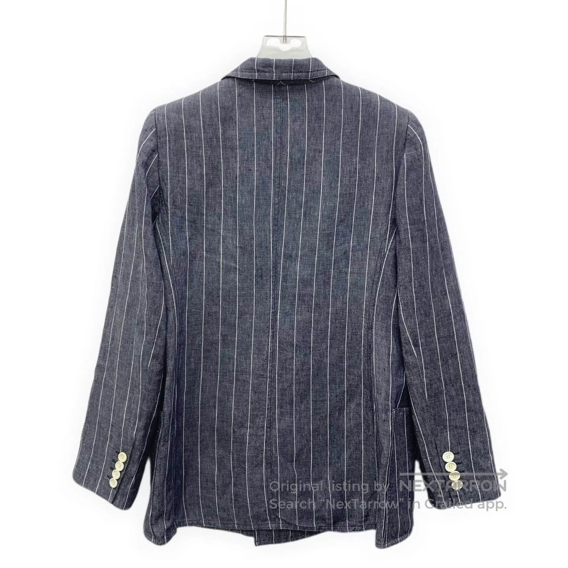 Max Mara Max Mara Blue striped linen collar double-breasted long-sl Size M / US 6-8 / IT 42-44 - 2 Thumbnail