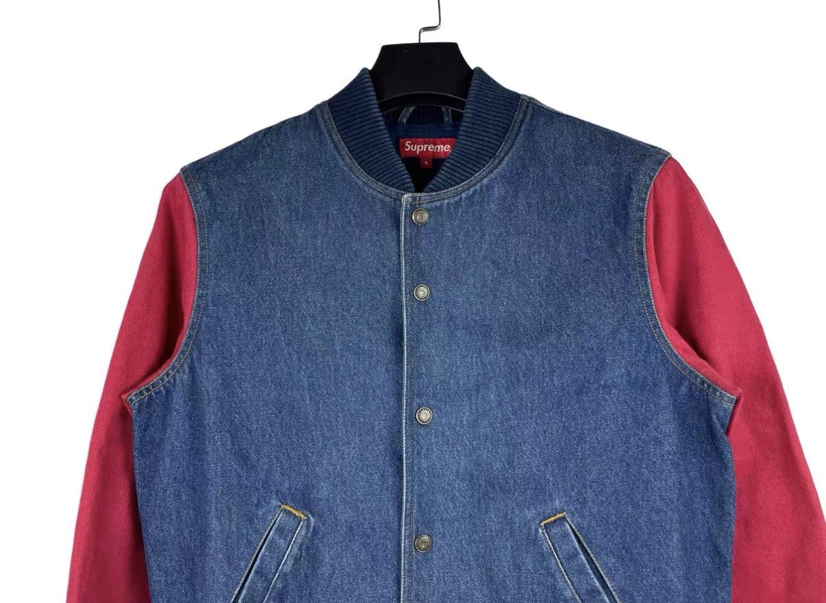 Supreme Supreme Denim Varsity Jacket Denim Baseball Jacket J31 Size US S / EU 44-46 / 1 - 3 Thumbnail