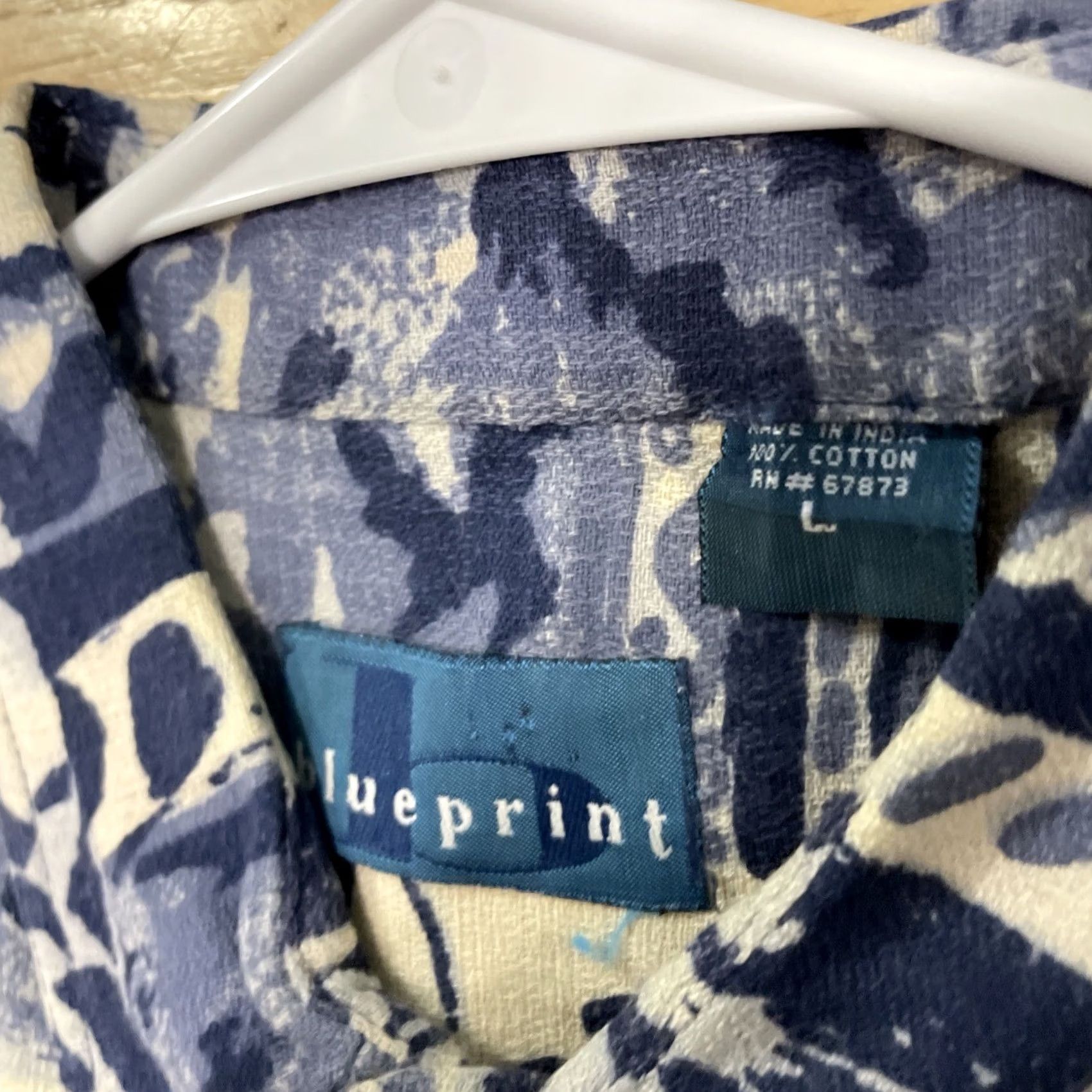 ALOHAS Blueprint Vtg 90s Shirt Men's L Blue Hawaiian Aloha Floral Madras Cotton Shirt Size US L / EU 52-54 / 3 - 4 Thumbnail