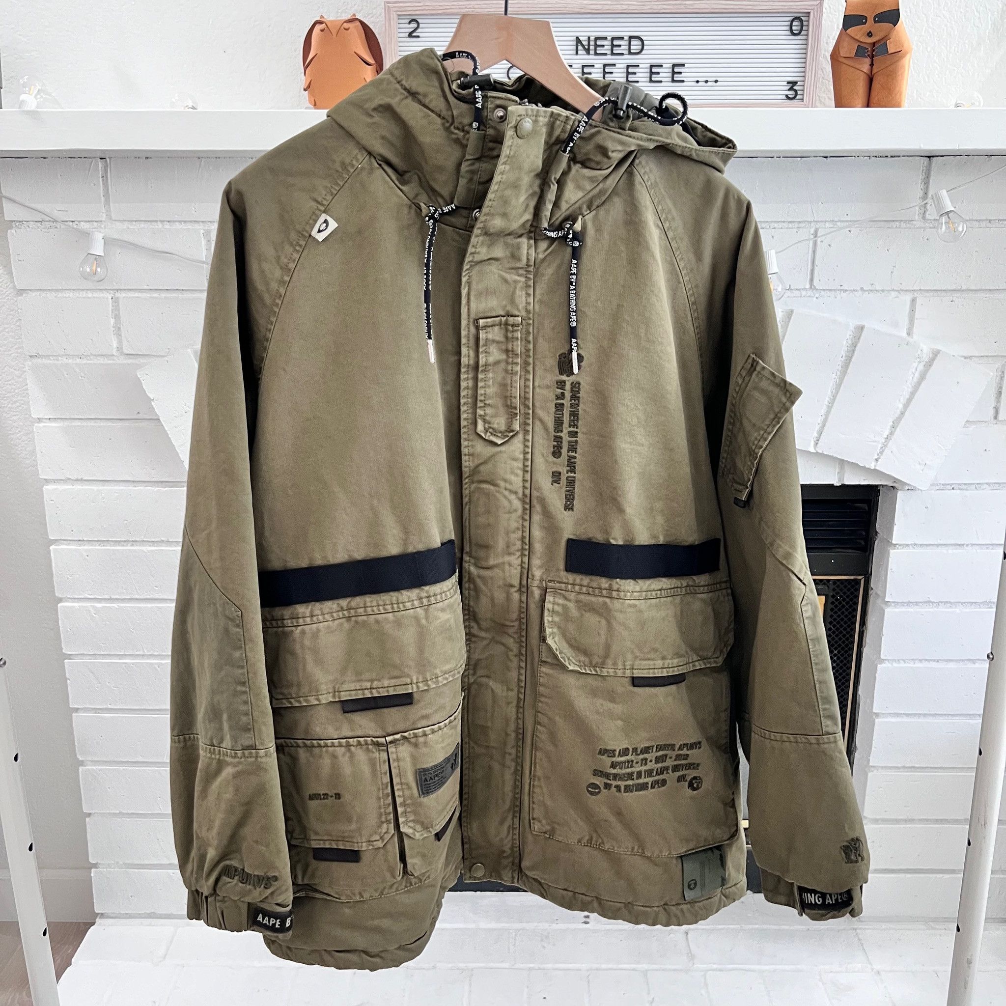 Aape Aape by A Bathing Ape Khaki Bomber Jacket - Quilted Lining Size US L / EU 52-54 / 3 - 5 Thumbnail