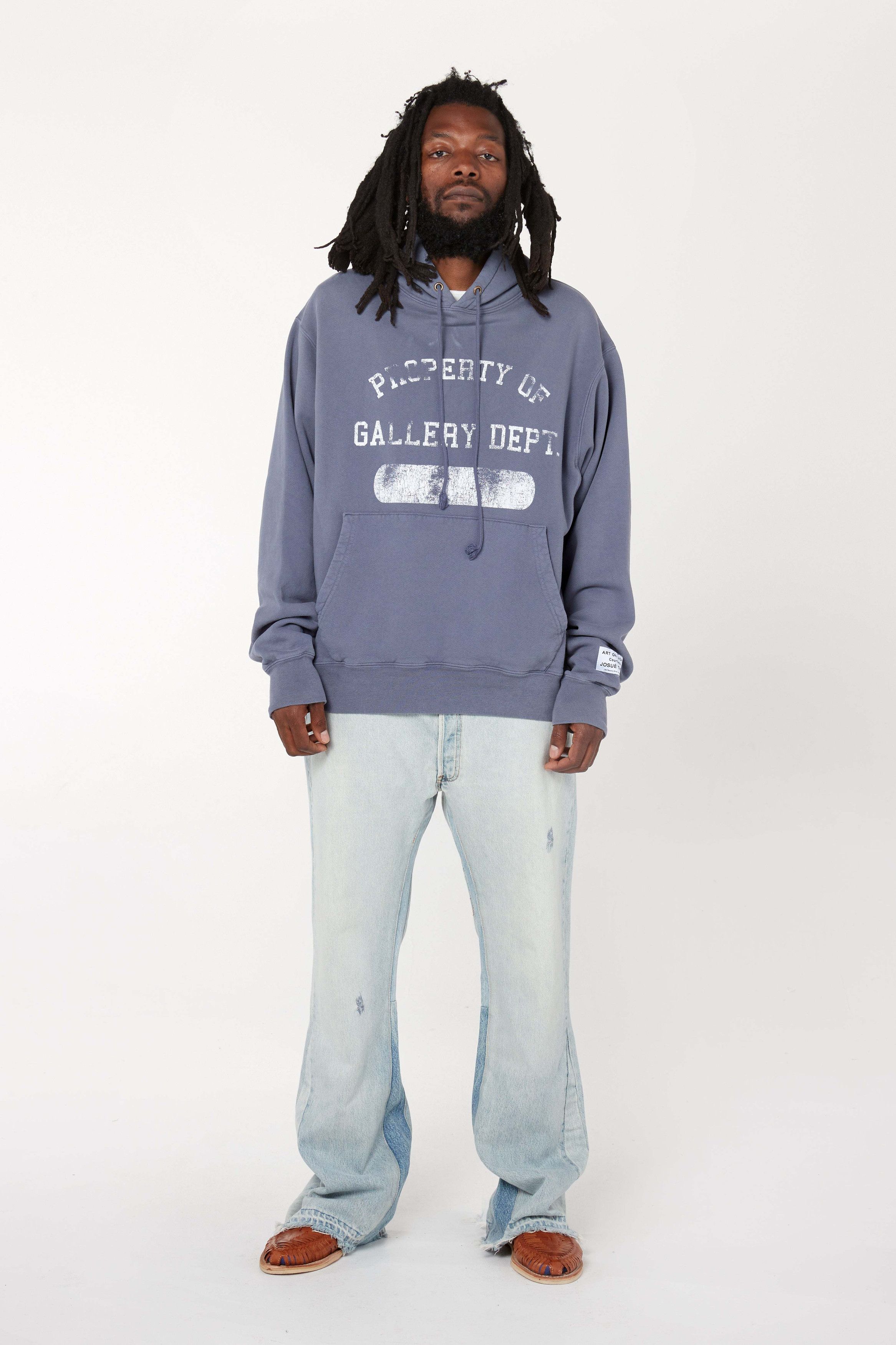 Gallery Dept. o1mle0725 Property Of Vintage Hoodie in Washed Navy Blue Size US XL / EU 56 / 4 - 4 Thumbnail