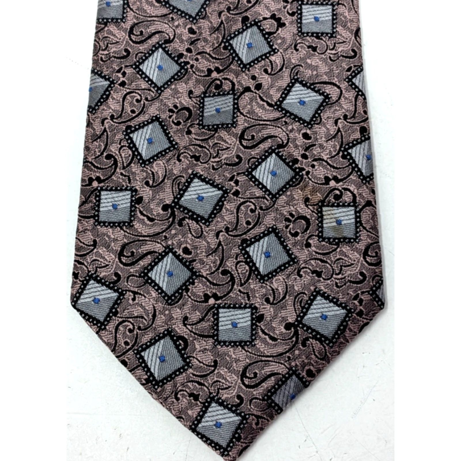 Vintage VINTAGE Towncraft Geometric Square Paisley Silk Polyester Mens Neck Tie Portugal Neck Tie Mens Vintage Geometric Paisley Tie Mens Portugal Size ONE SIZE - 2 Thumbnail
