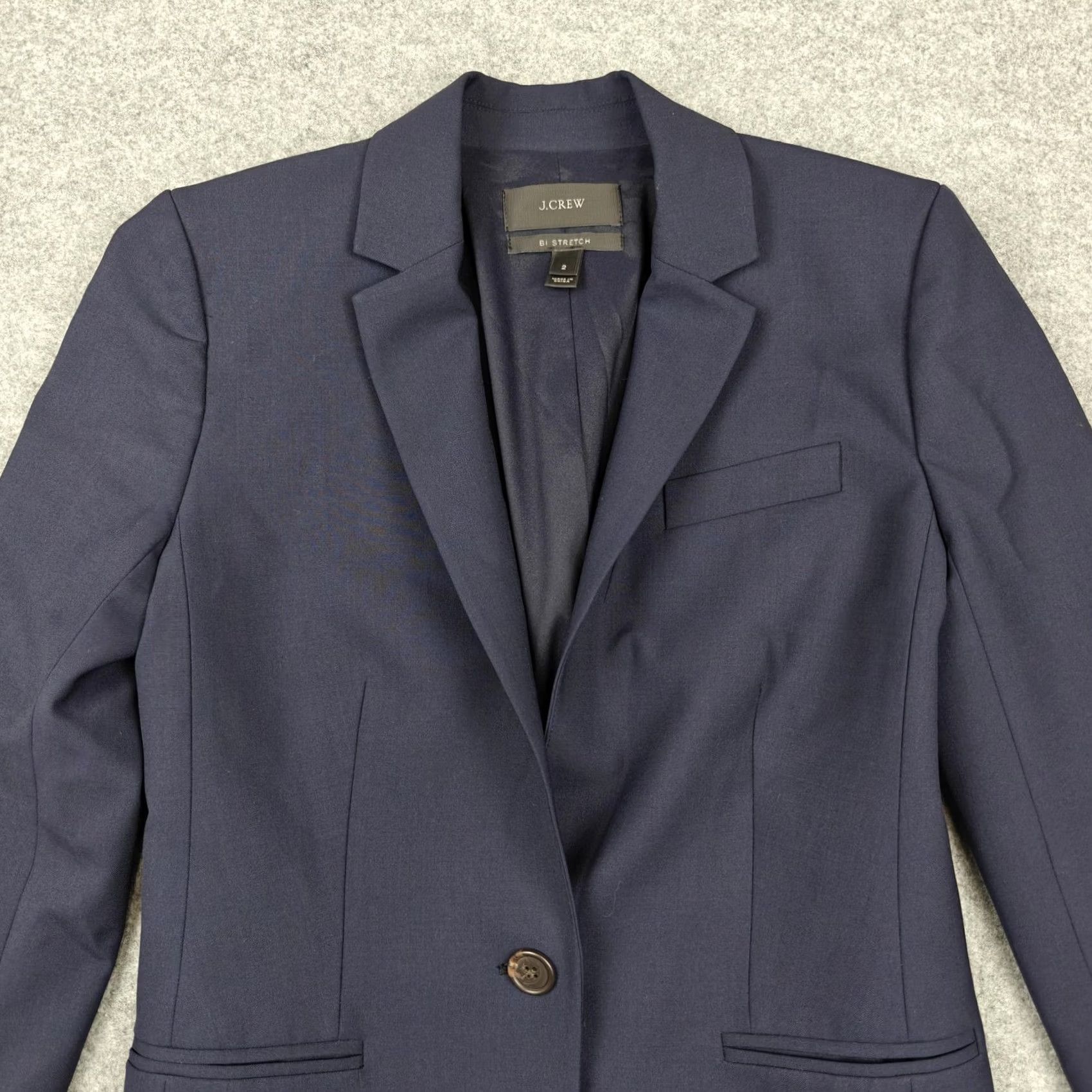 J.Crew J.CREW Blazer Womens 2 Blue Bi Stretch Wool One-Button Lined Suit Jacket Office Shirt Size XS / US 0-2 / IT 36-38 - 2 Thumbnail