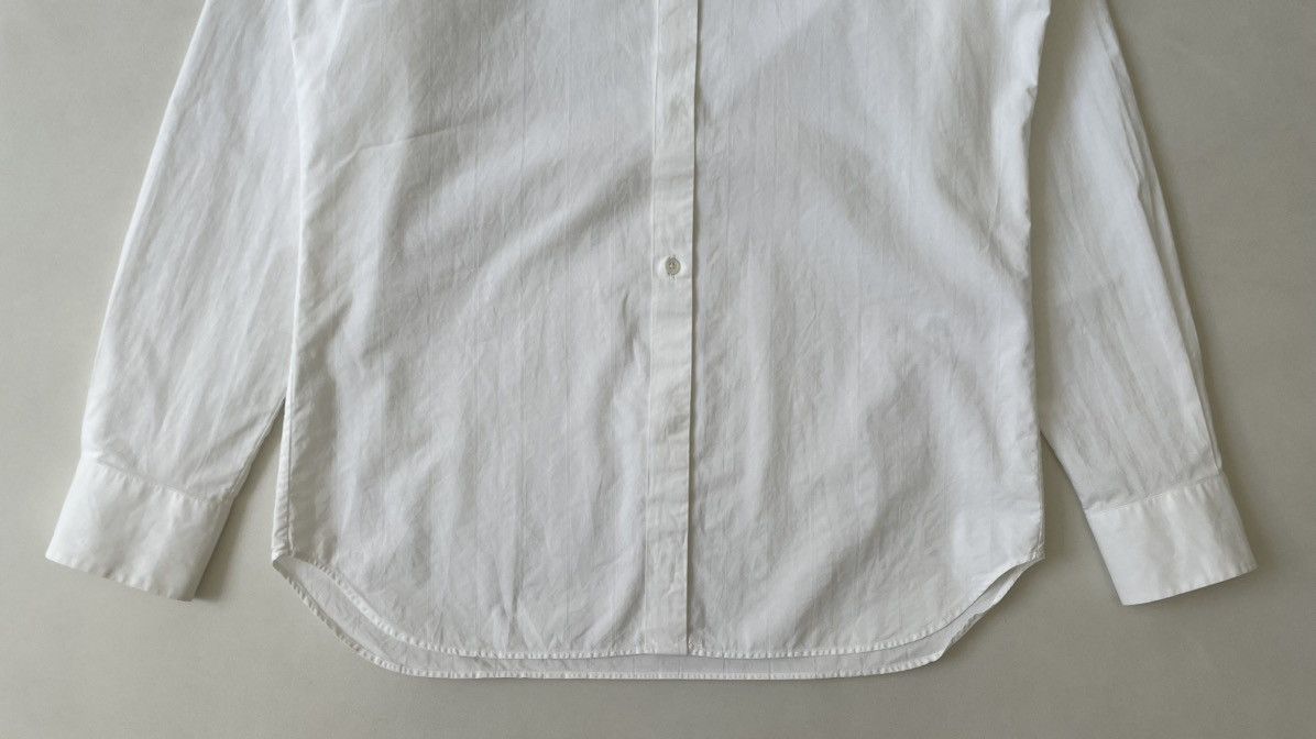 Ann Demeulemeester White Cotton Tonal Striped Shirt Size US M / EU 48-50 / 2 - 8 Thumbnail