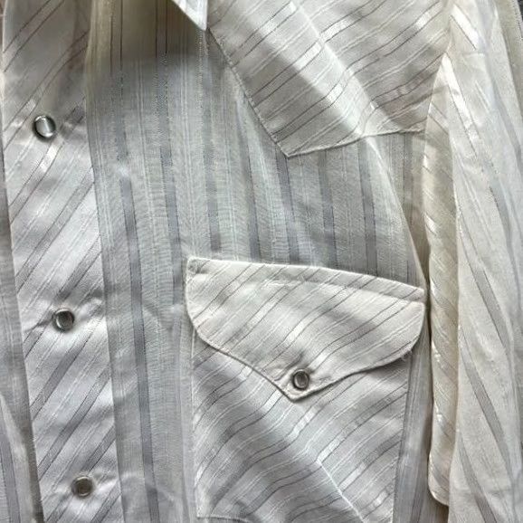Vintage VINTAGE Miller Shirt Men 16-33 Yellow Linen Striped Western Wear Button-Up Collared Long Sleeve Casual/Business/Workwear Mens Size US L / EU 52-54 / 3 - 5 Thumbnail