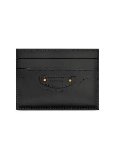 image of Balenciaga O1S1Rm0124 Neo Class Card Hold Smooth Calf Brass in Burgundy, Men's