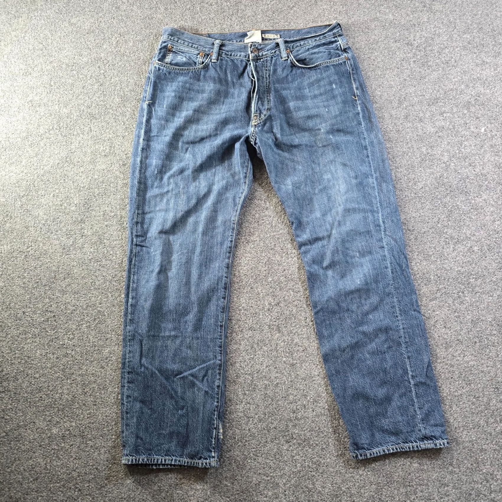 Polo Ralph Lauren Polo Ralph Lauren Jeans Mens 36x32 Blue Denim Straight Leg Distressed Logo Regular Mens Size US M / EU 48-50 / 2 - 2 Thumbnail