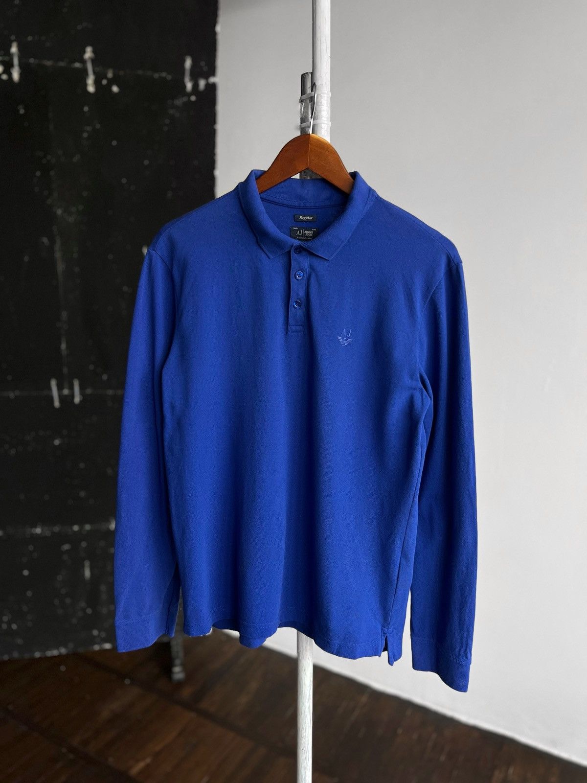 Armani × Emporio Armani Armani Jeans Mens Blue Long Sleeve Polo Shirt Regular Fit Size US M / EU 48-50 / 2 - 1 Thumbnail