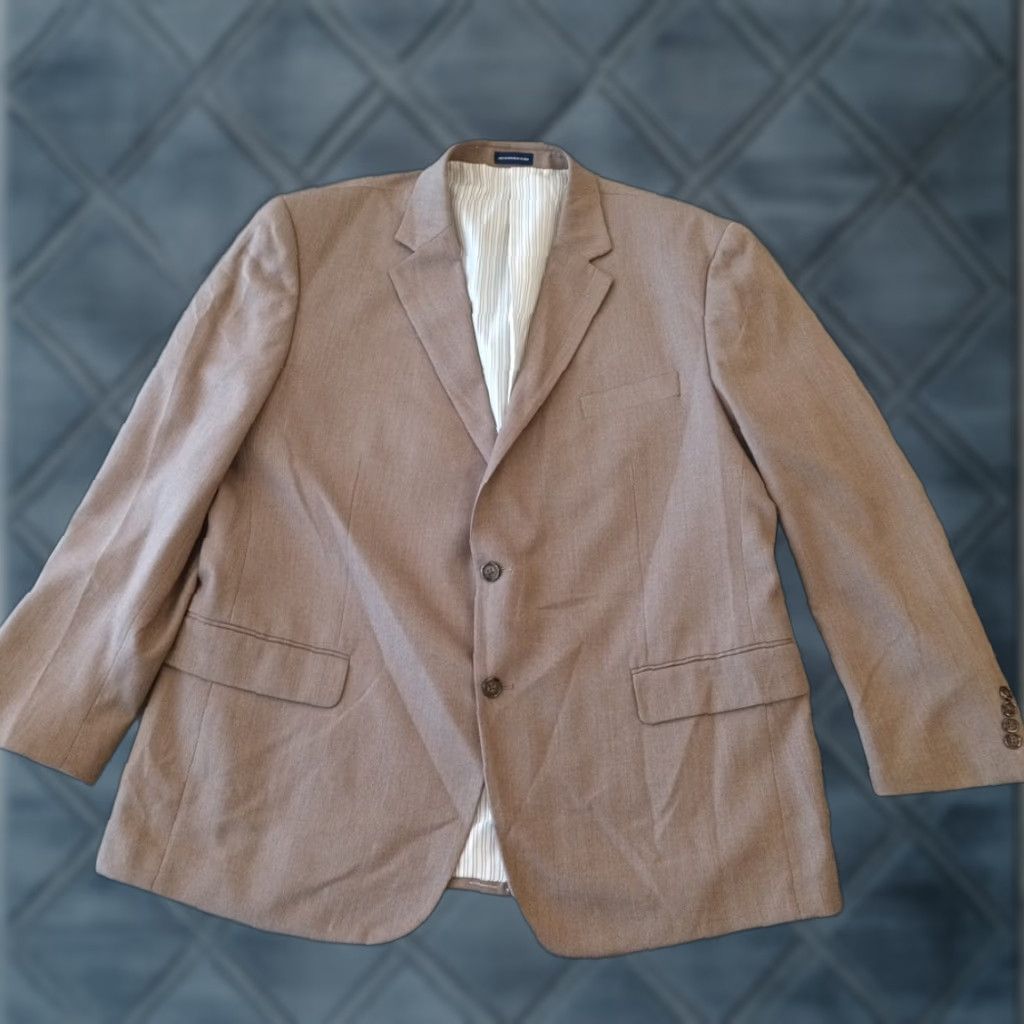 Stafford Stafford Blazer Mens 46 Gray Classic Fit Polyester Blend Two-Button Single Vent Notch Lapel 2 Piece Regular Mens Size 46R - 1 Thumbnail