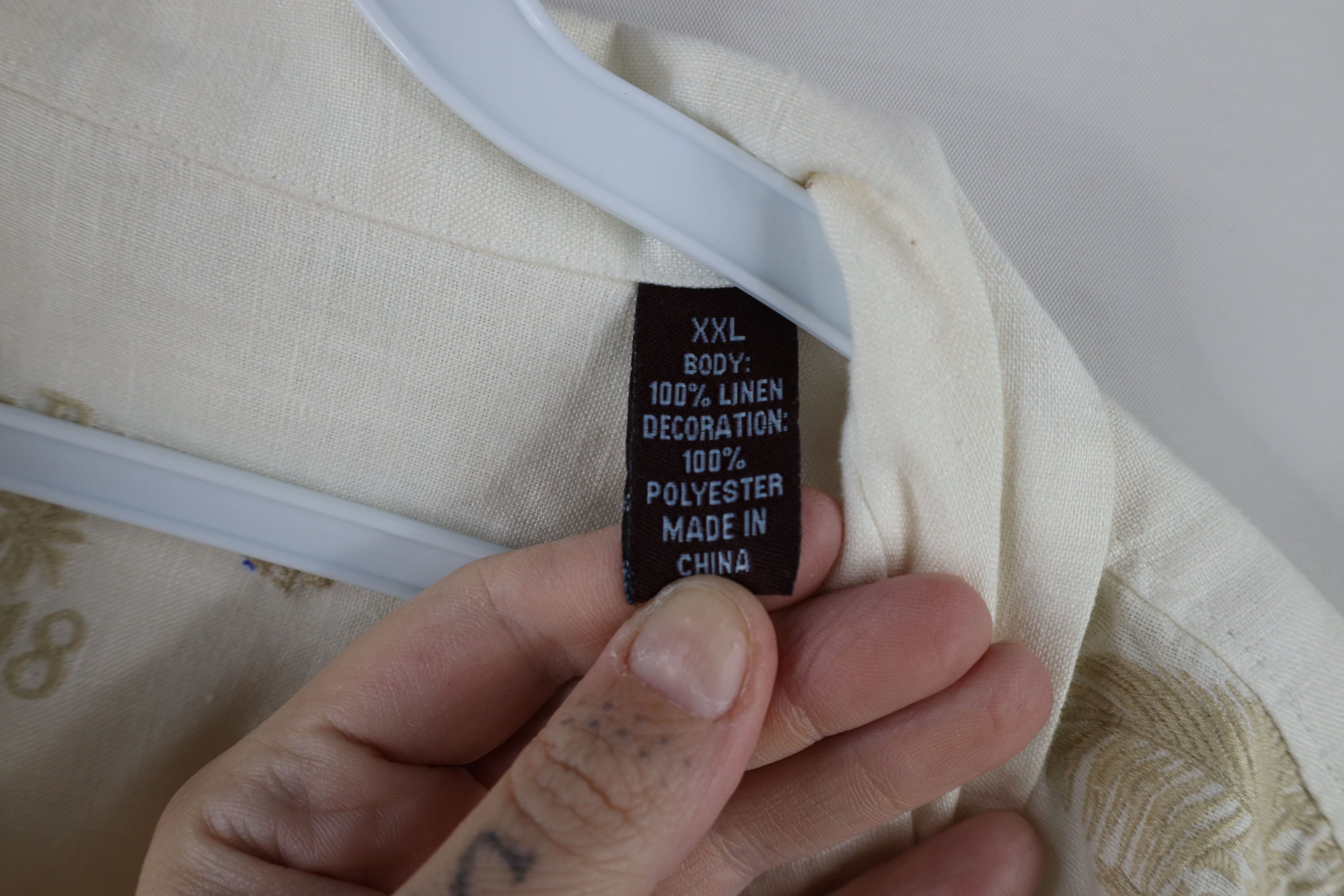 Tommy Bahama × Vintage Tommy Bahama Tree Golf Linen Short Sleeve Button Shirt Cream Size US XXL / EU 58 / 5 - 6 Thumbnail