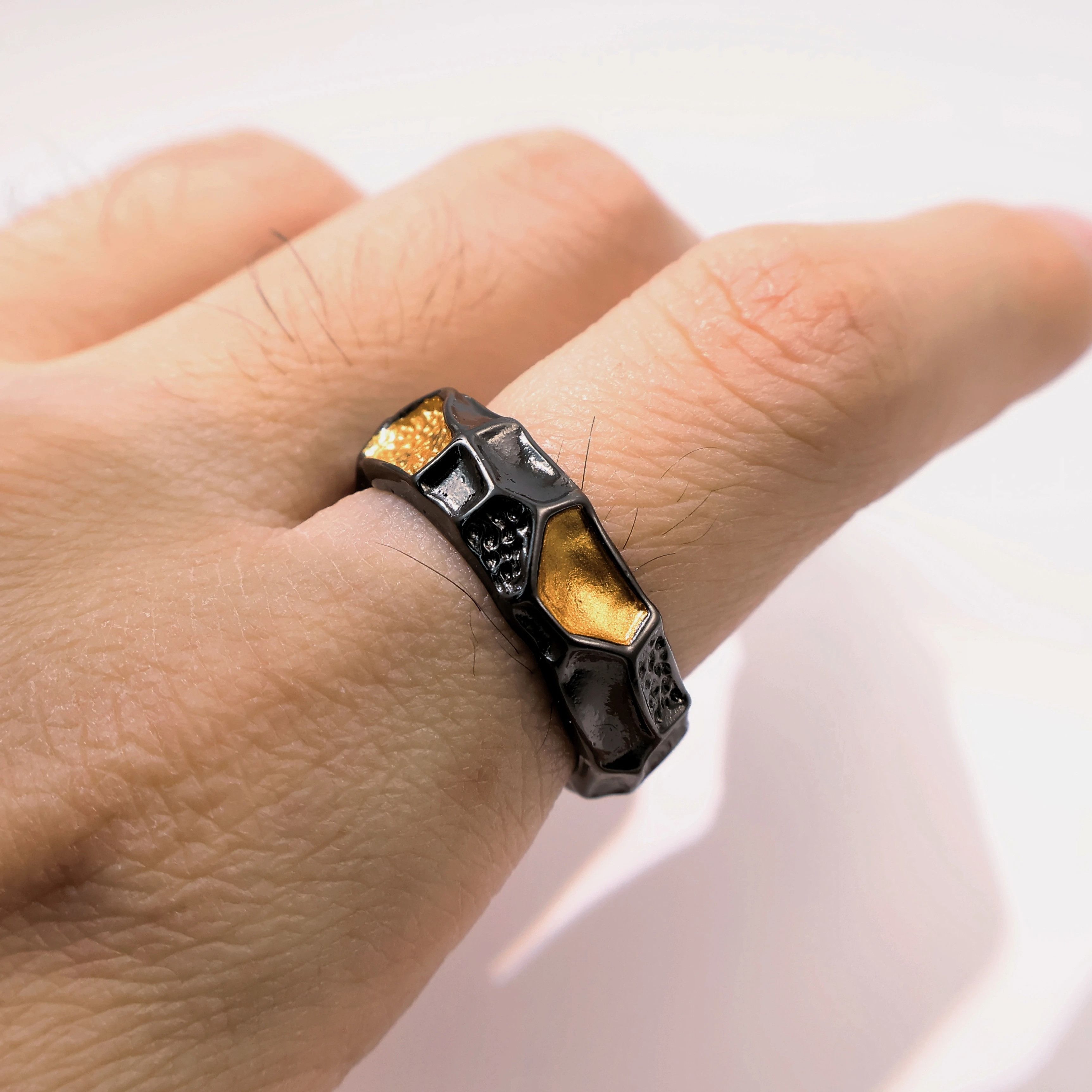 Japanese Brand Edgy Silver-Gold Ring Size ONE SIZE - 2 Thumbnail