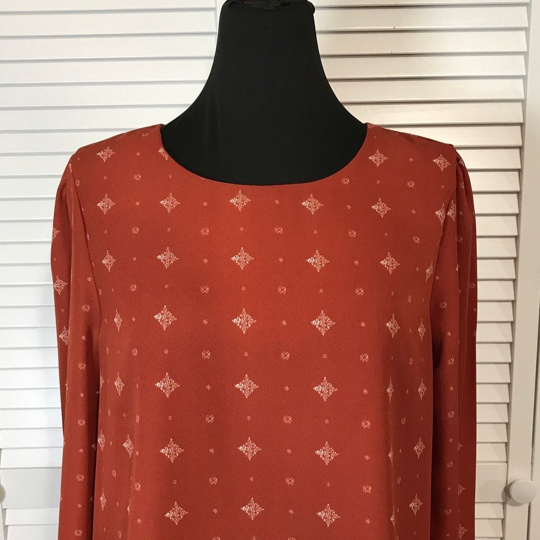 Other Blue Rain Boho Retro Orange Relaxed Lined Blouse M Size M / US 6-8 / IT 42-44 - 4 Thumbnail