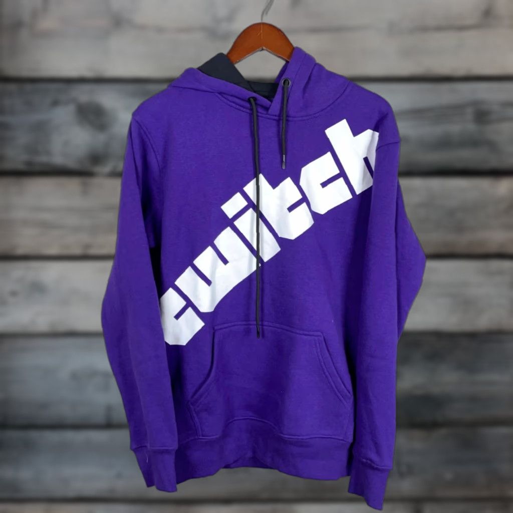Vintage Twitch Hoodie Adult Medium Purple Drawstring Pullover Sweatshirt Gaming Size US M / EU 48-50 / 2 - 1 Thumbnail