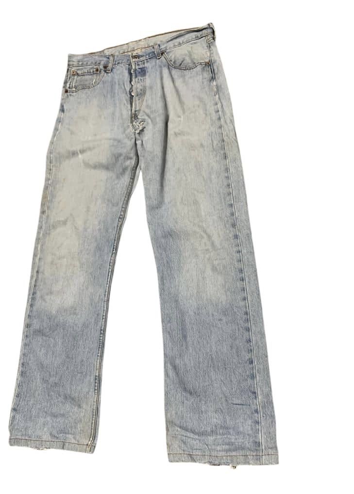 Levi's Vintage Levis 501 Straight Faded Blue Jeans Distressed Size US 34 / EU 50 - 3 Thumbnail