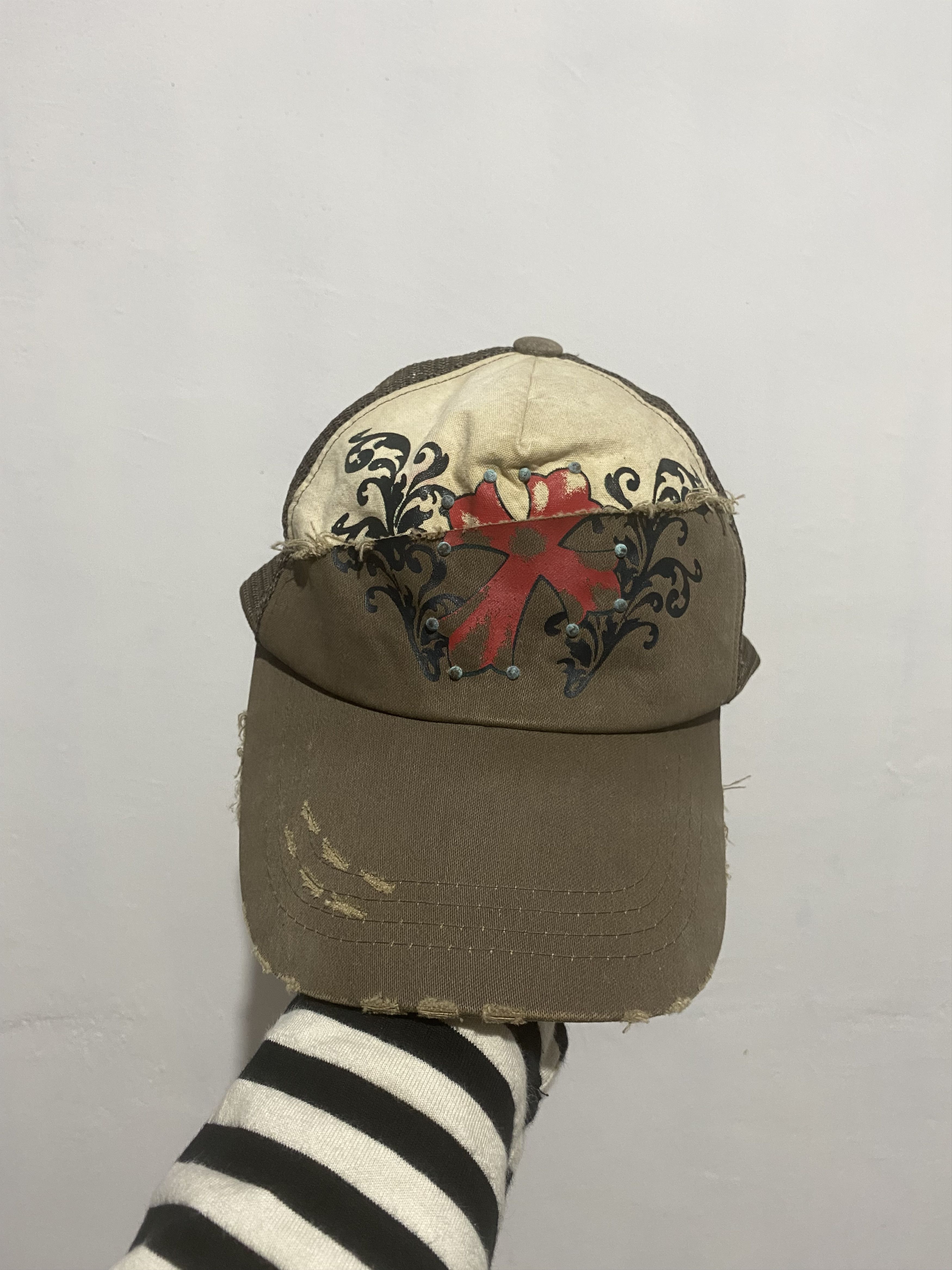 If Six Was Nine × Japanese Brand Y2K Poem Trucker Hats distressed cut out Size ONE SIZE - 4 Thumbnail
