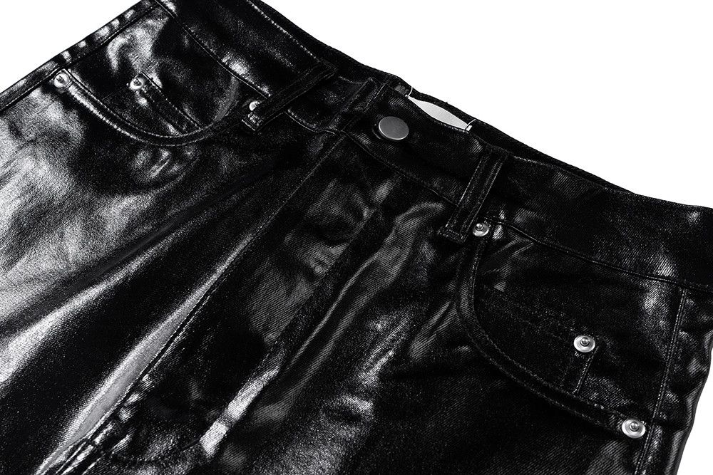 Japanese Brand × Jean High Street Wide Leg Glossy Pu Leather Pants Size US 35 - 4 Thumbnail