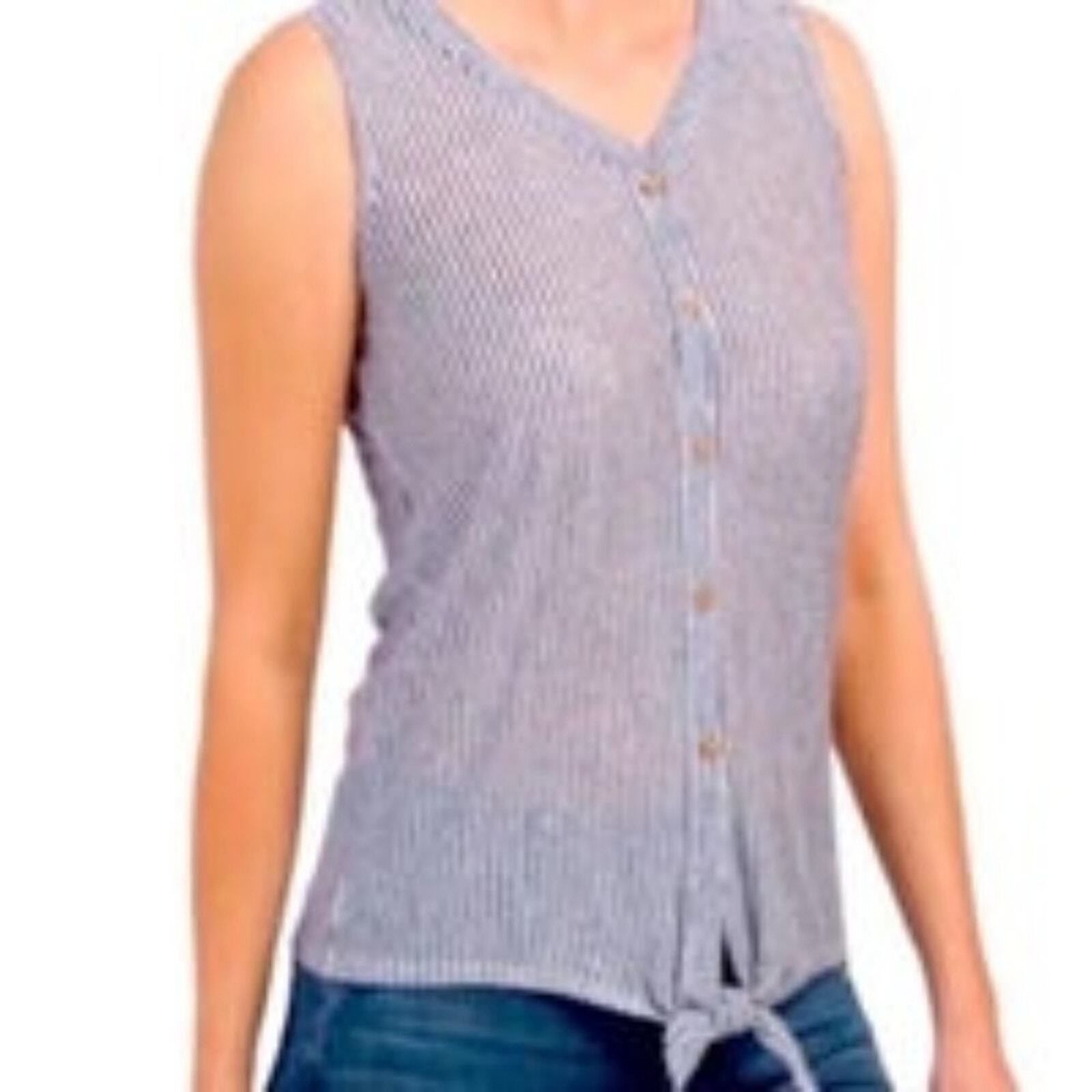 Rachel Zoe Rachel Zoe Tie Knot Front Sleeveless Top Size Small Navy Blu Size S / US 4 / IT 40 - 3 Thumbnail