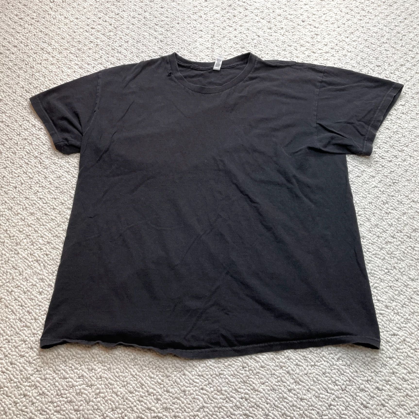 Vintage Allstyle Heavyweight Shirt Mens XL Black Crew Neck Short Sleeve Cotton Solid Top Size US XL / EU 56 / 4 - 2 Thumbnail
