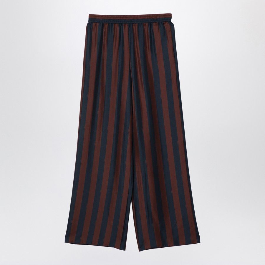 Fendi o1d2blof0824 Pequin Silk Trousers in Blue & Brown Size 26" / US 2 / IT 38 - 1 Thumbnail