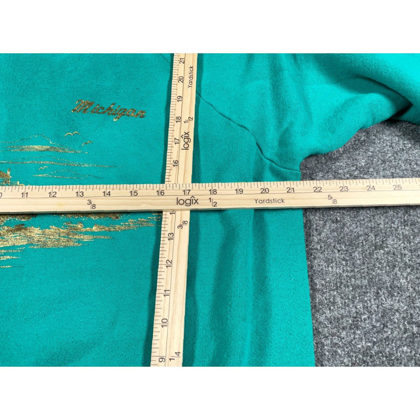 Fruit Of The Loom VTG Michigan Lighthouse Print Sweatshirt Adult Large Green Raglan Sleeves Size US L / EU 52-54 / 3 - 6 Thumbnail